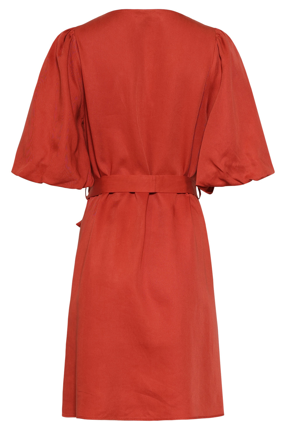 Robe élégante unie avec ceinture à nouer | Brique