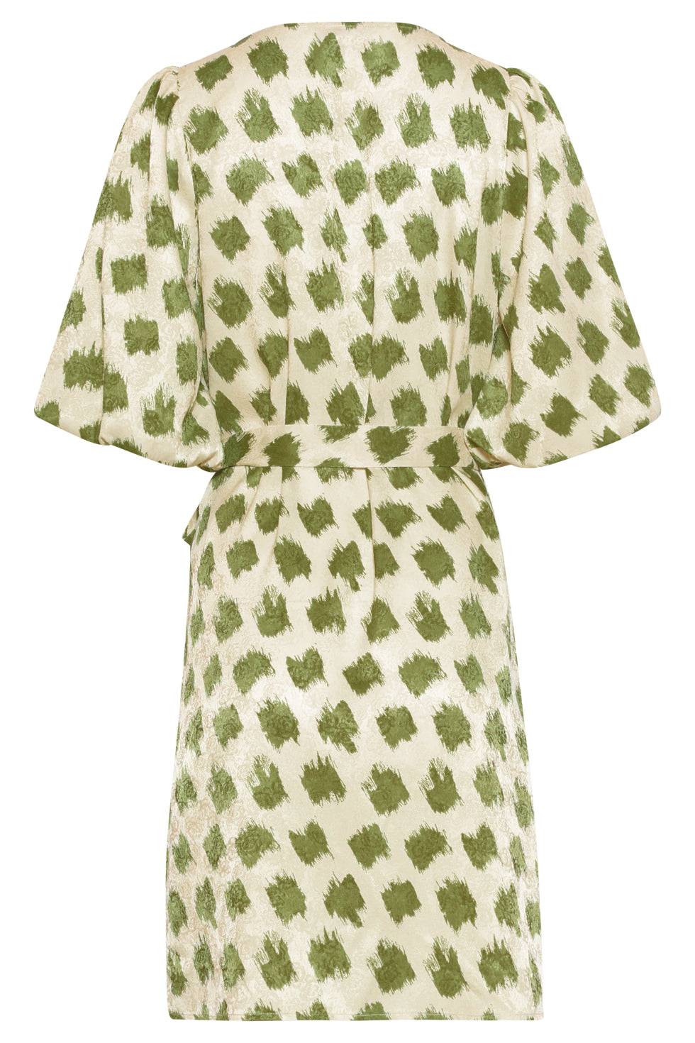Robe avec imprimé animalier abstrait vert et ceinture | Vert armée - Blanc cassé